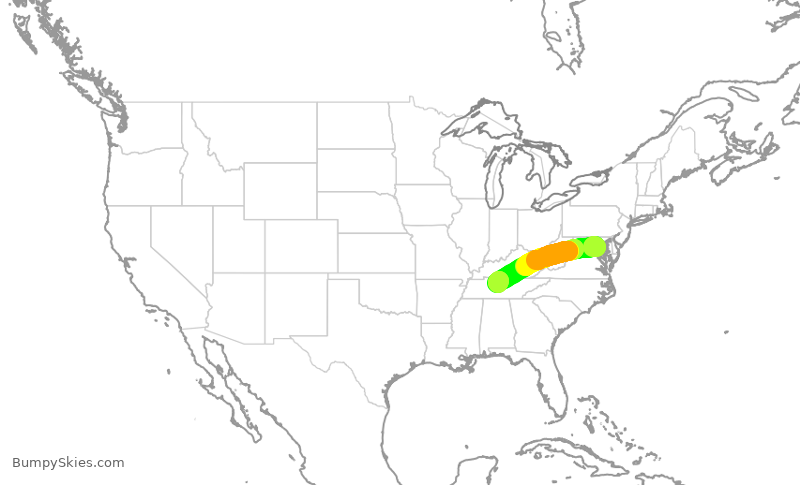 Turbulence forecast map for RPA5708, DCA to BNA