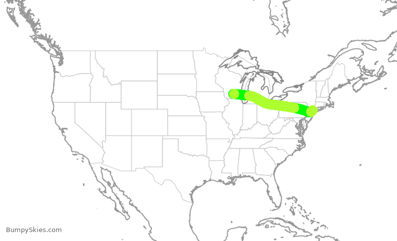 Turbulence forecast map for RPA5711, MSN to LGA