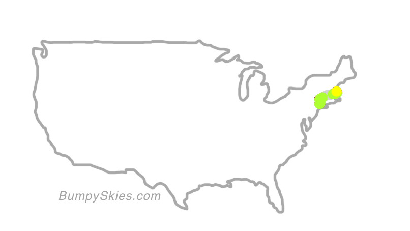 Map of continental US with illustrated flight path and turbulence forecast (described in text below)