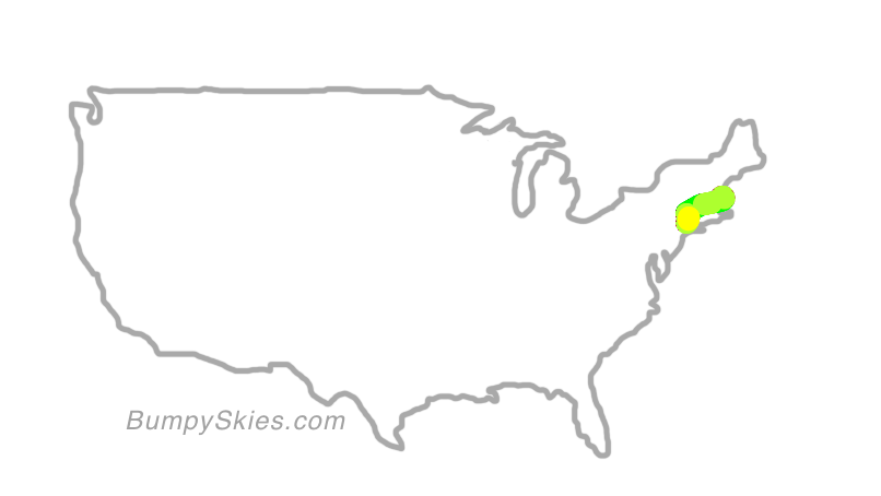 Map of continental US with illustrated flight path and turbulence forecast (described in text below)