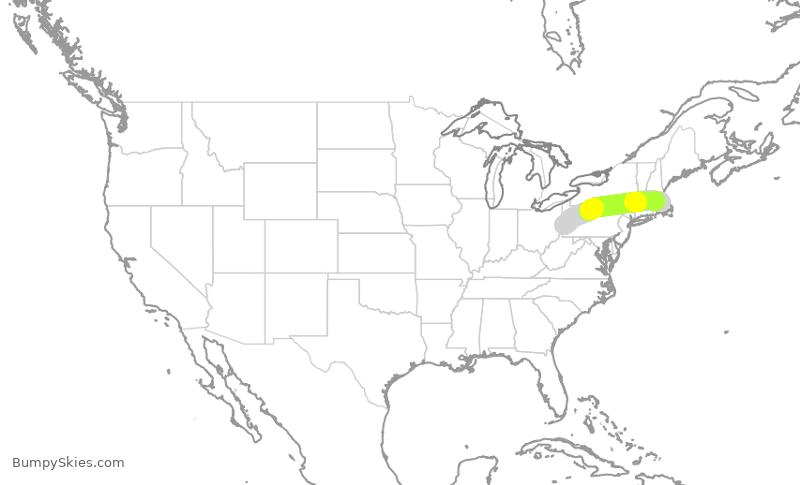Turbulence forecast map for RPA5731, BOS to PIT