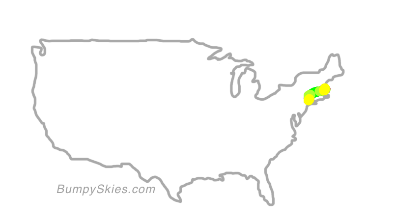 Map of continental US with illustrated flight path and turbulence forecast (described in text below)