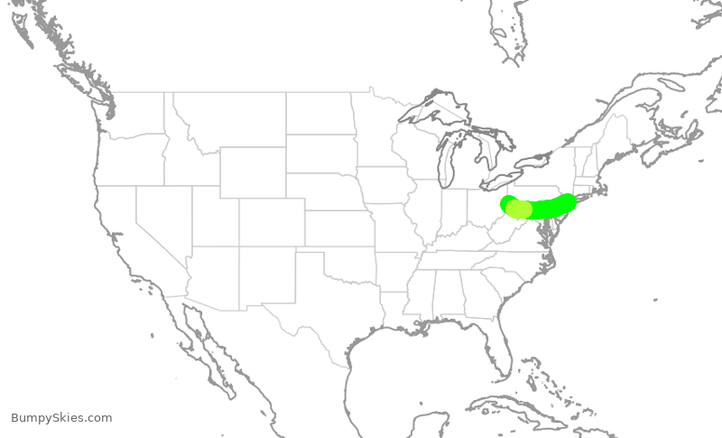 Turbulence forecast map for RPA5741, JFK to PIT