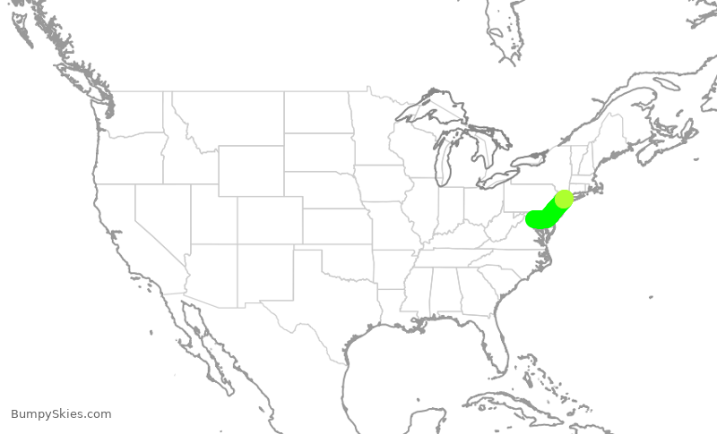 Turbulence forecast map for RPA5749, DCA to LGA