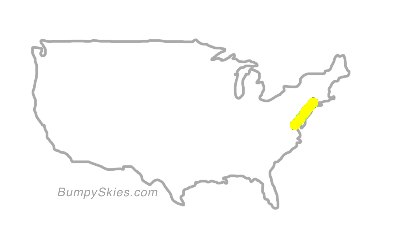 Map of continental US with illustrated flight path and turbulence forecast (described in text below)