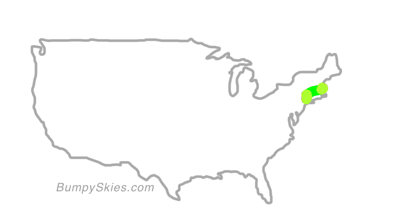 Map of continental US with illustrated flight path and turbulence forecast (described in text below)