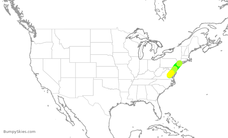 Turbulence forecast map for RPA5760, RIC to LGA