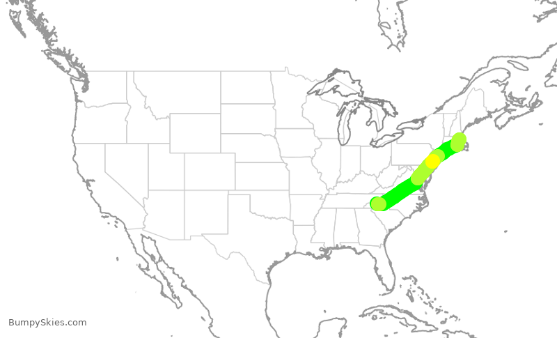 Turbulence forecast map for RPA5778, AVL to BOS