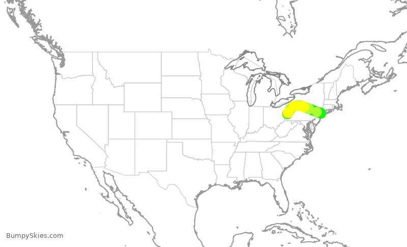 Turbulence forecast map for RPA5785, PIT to JFK