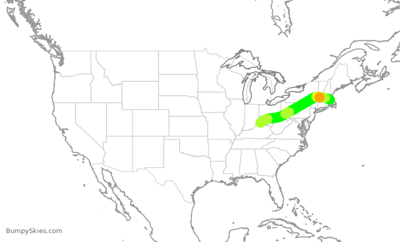 Turbulence forecast map for RPA5789, CVG to BOS