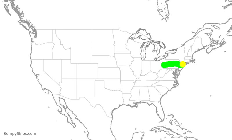 Turbulence forecast map for RPA5791, PIT to LGA
