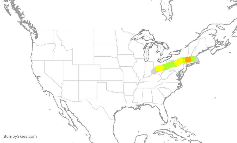 Turbulence forecast map for RPA5801, BOS to CVG