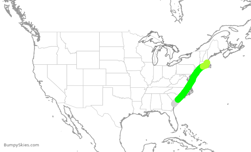 Turbulence forecast map for RPA5803, SAV to BOS