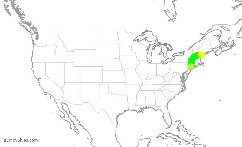 Turbulence forecast map for RPA5815, PWM to LGA