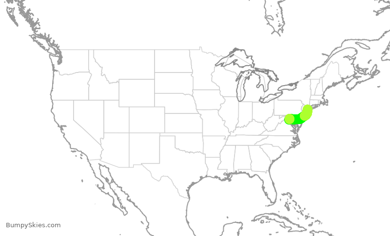 Turbulence forecast map for RPA5835, IAD to JFK