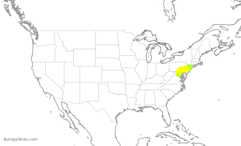 Turbulence forecast map for RPA5835, JFK to IAD