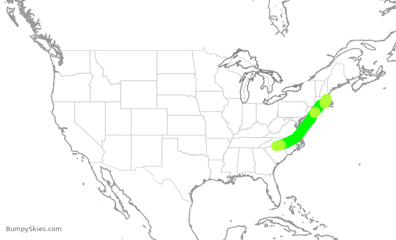 Turbulence forecast map for RPA5837, CLT to BOS