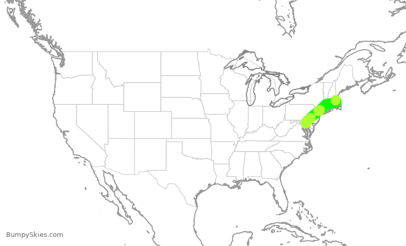 Turbulence forecast map for RPA5851, BOS to BWI