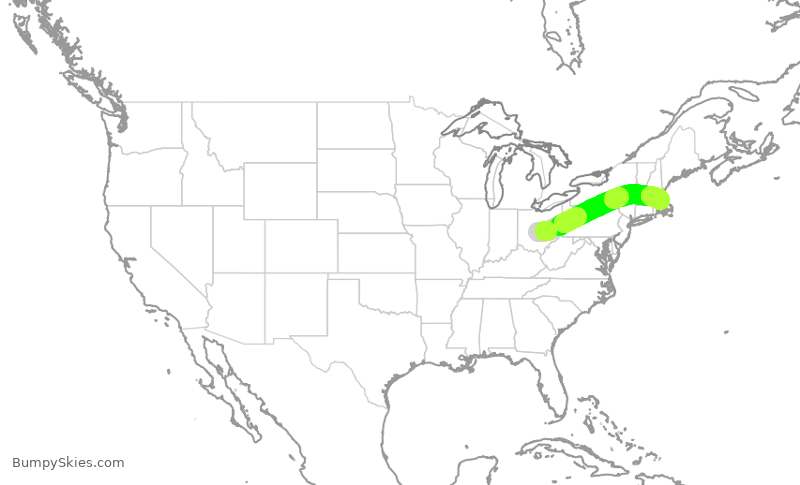 Turbulence forecast map for RPA5852, CMH to BOS