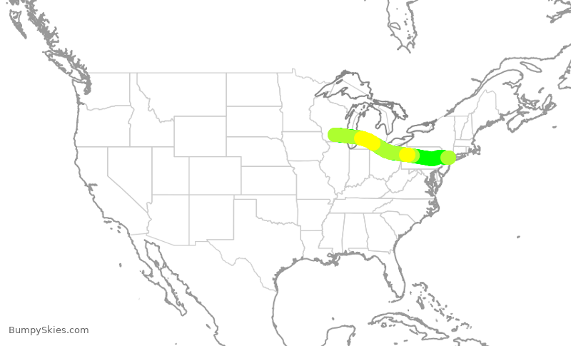 Turbulence forecast map for RPA5853, LGA to MSN