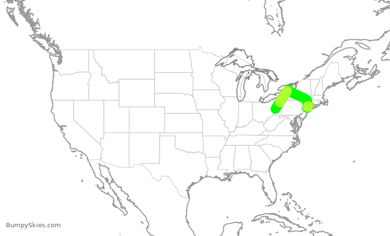 Turbulence forecast map for RPA5862, PIT to LGA