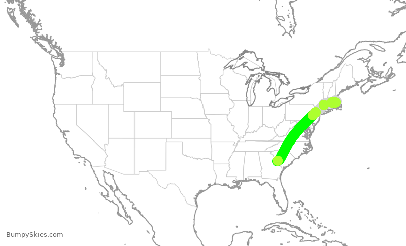 Turbulence forecast map for RPA5864, BOS to AGS
