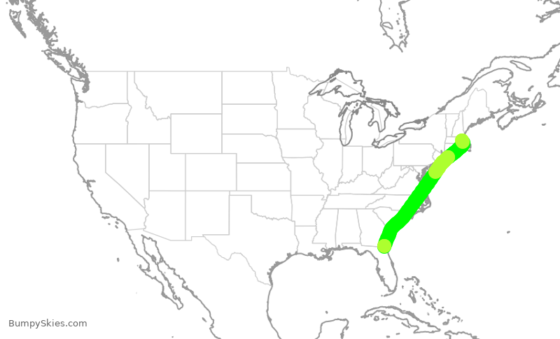 Turbulence forecast map for RPA5870, BOS to JAX