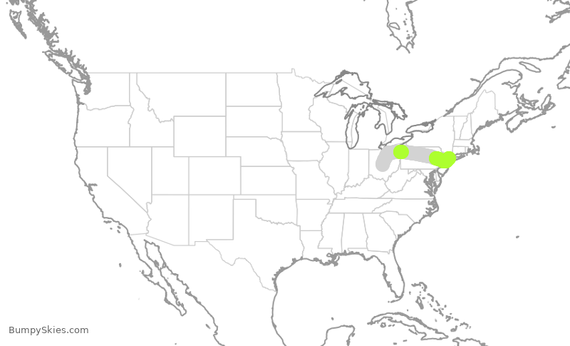 Turbulence forecast map for RPA5874, CMH to LGA