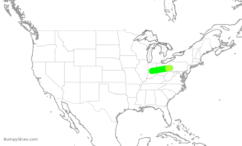 Turbulence forecast map for RPA5875, IND to PIT
