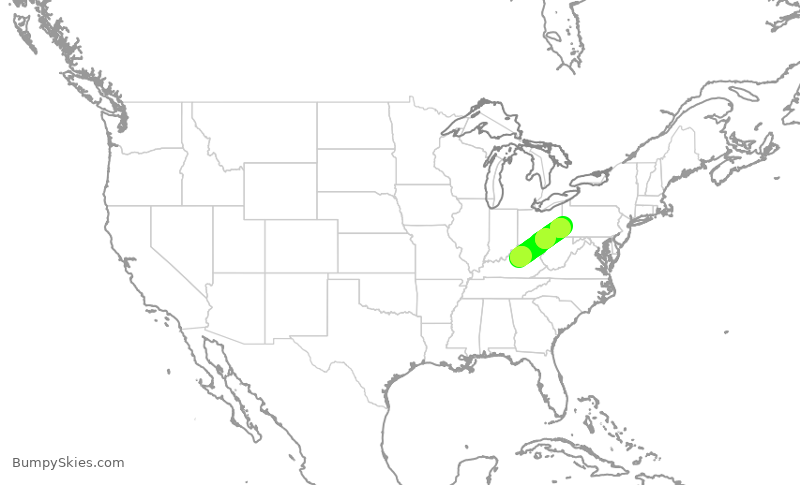 Turbulence forecast map for RPA5879, LEX to PIT