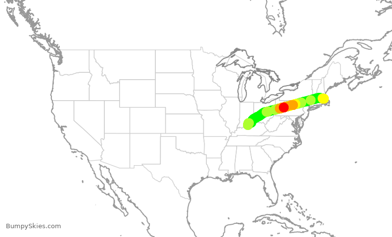 Turbulence forecast map for RPA5882, BOS to SDF