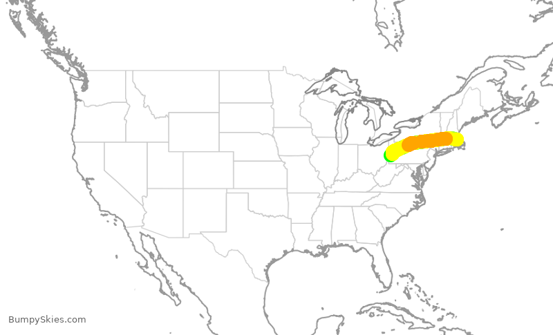 Turbulence forecast map for RPA5894, BOS to PIT