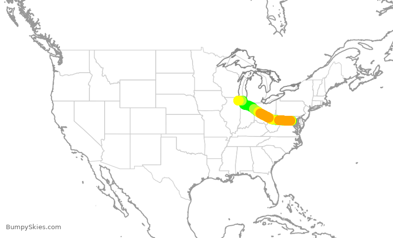 Turbulence forecast map for RPA5896, DCA to ORD