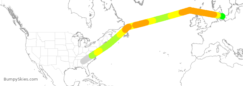 Turbulence forecast map for SAS6930, ATL to KCH