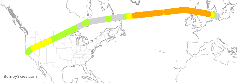 Turbulence forecast map for SAS6936, SFO to KCH