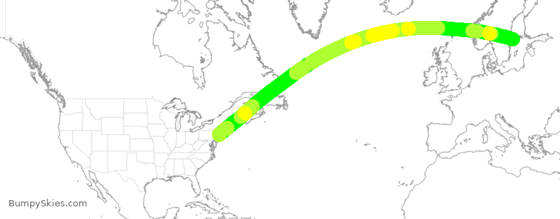 Turbulence forecast map for SAS904, EWR to ARN