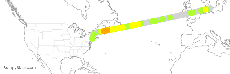 Turbulence forecast map for SAS915, CPH to JFK