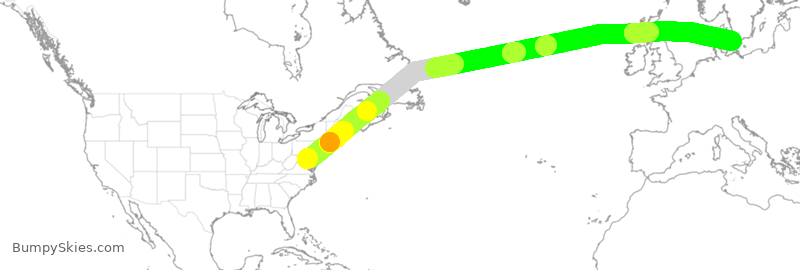 Turbulence forecast map for SAS926, IAD to KCH