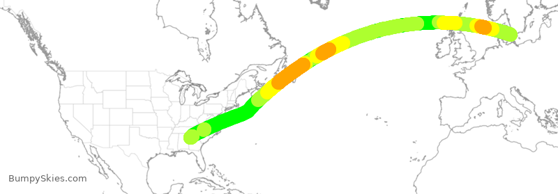 Turbulence forecast map for SAS929, CPH to ATL