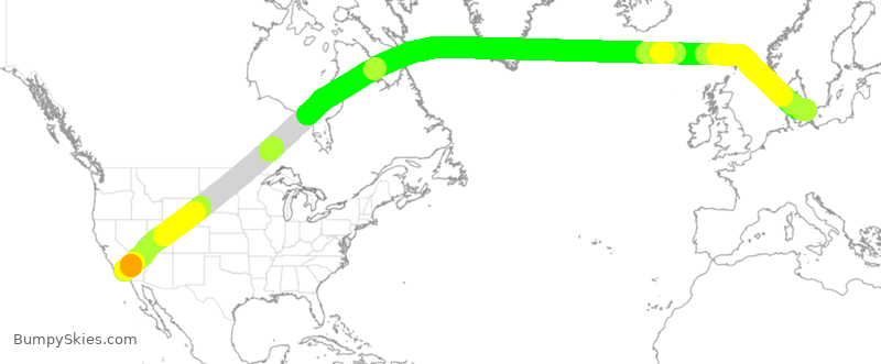 Turbulence forecast map for SAS932, LAX to KCH