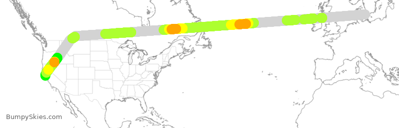 Turbulence forecast map for SAS935, CPH to SFO