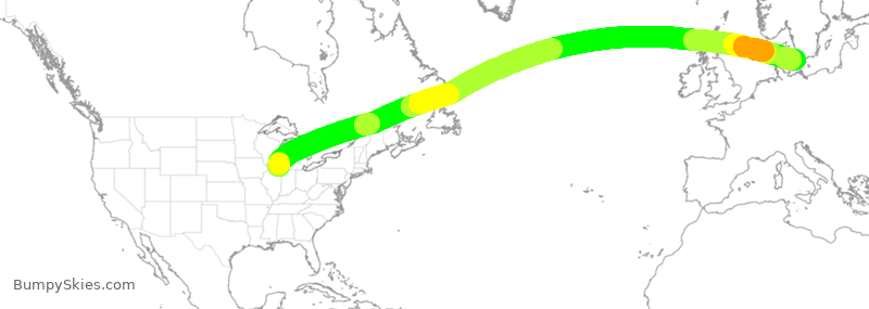 Turbulence forecast map for SAS944, ORD to CPH