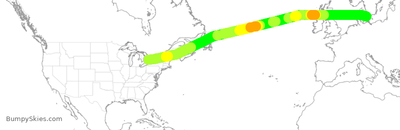Turbulence forecast map for SAS950, YYZ to CPH