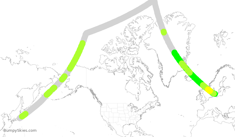 Turbulence forecast map for SAS984, JTT to KCH