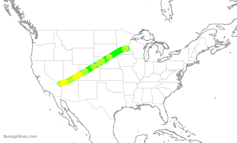 Turbulence forecast map for SCX104, LAS to MSP