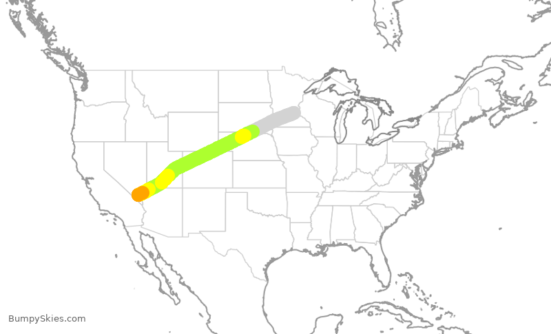 Turbulence forecast map for SCX108, LAS to MSP