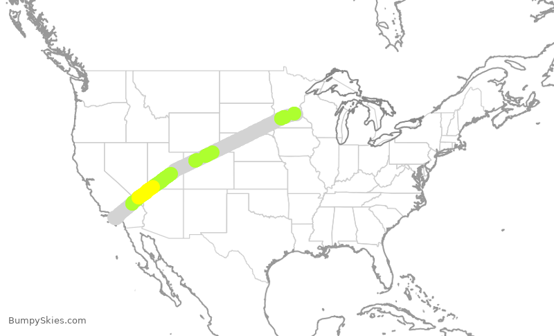 Turbulence forecast map for SCX1632, LAX to MSP