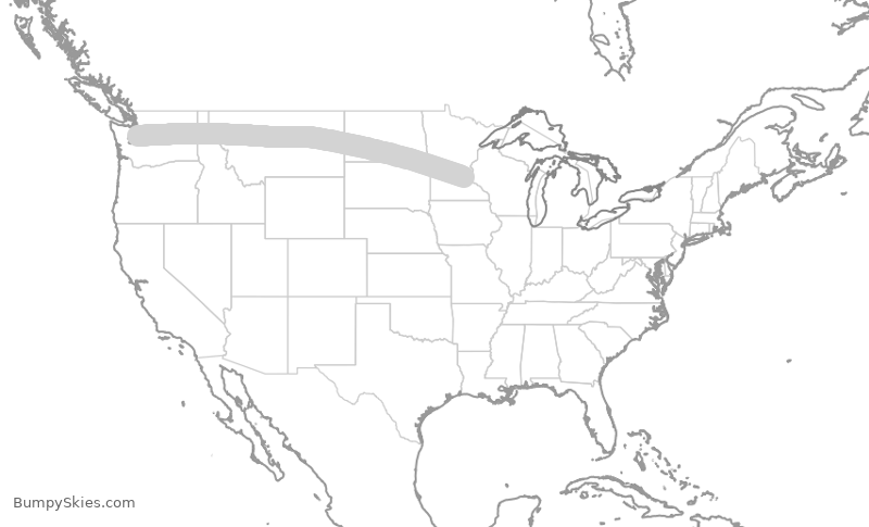 Turbulence forecast map for SCX1637, MSP to SEA