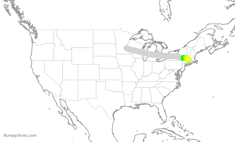 Turbulence forecast map for SCX1981, MSP to BDL