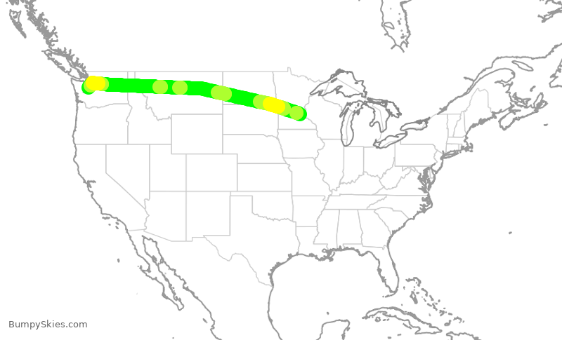 Turbulence forecast map for SCX285, MSP to SEA